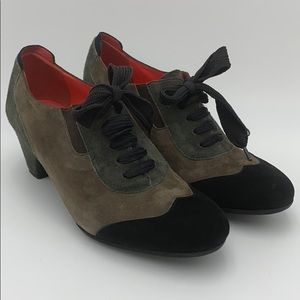 Suede Pas De Rouge Oxford Heels